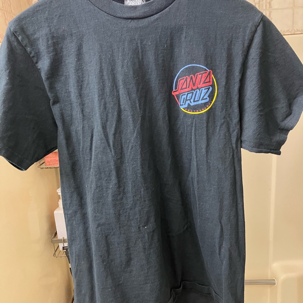Santa Cruz Skateboards Gray Short Sleeve Tee with Vibrant Logo